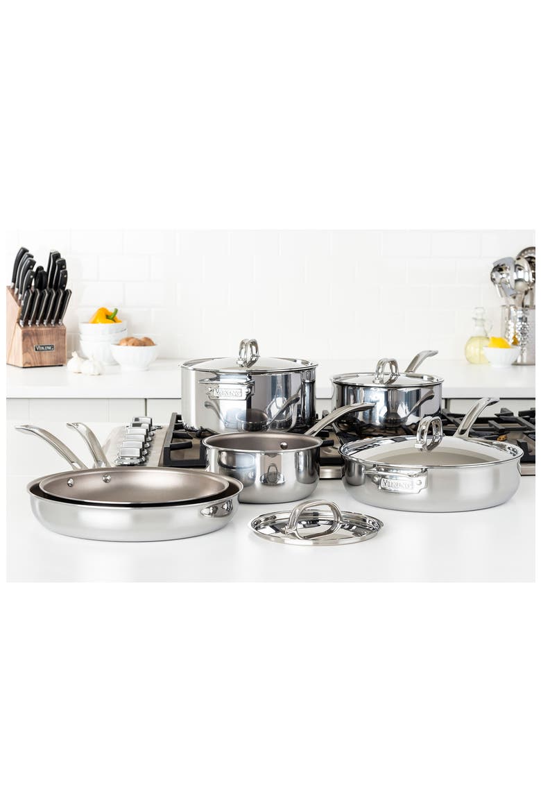 7-Ply Titanium 10-Piece Cookware Set, Alternate, color, SILVER