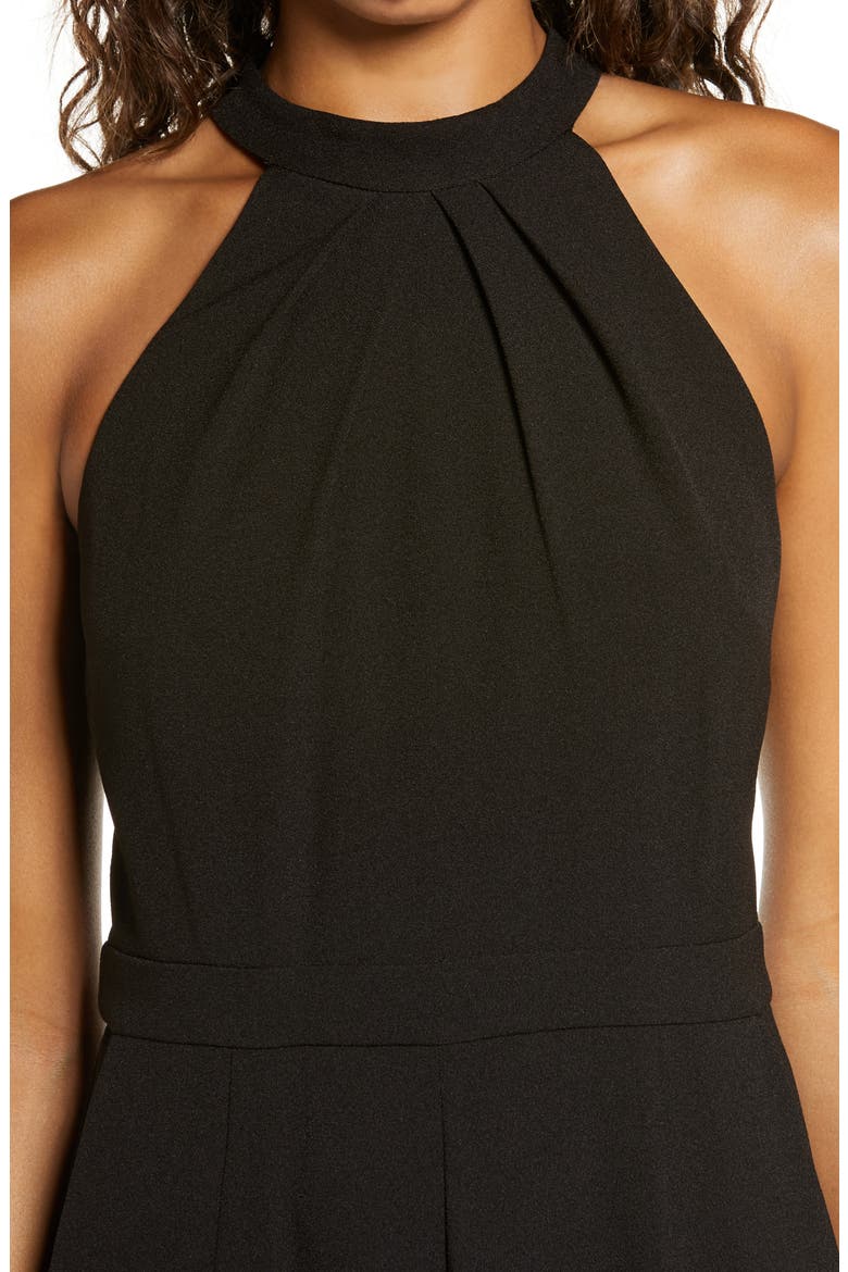 Pleat Mock Neck Jumpsuit, Alternate, color, BLACK