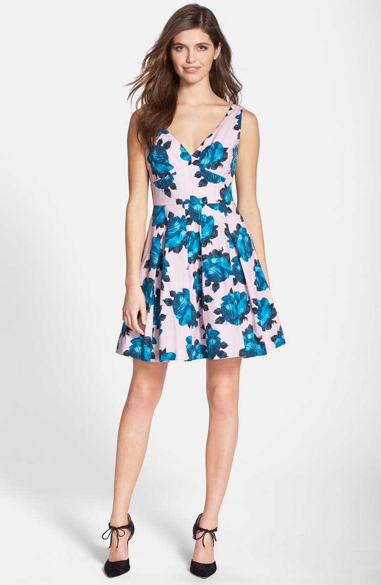 Betsey Johnson Floral Print Bow Back Fit & Flare Dress, Alternate, color,
