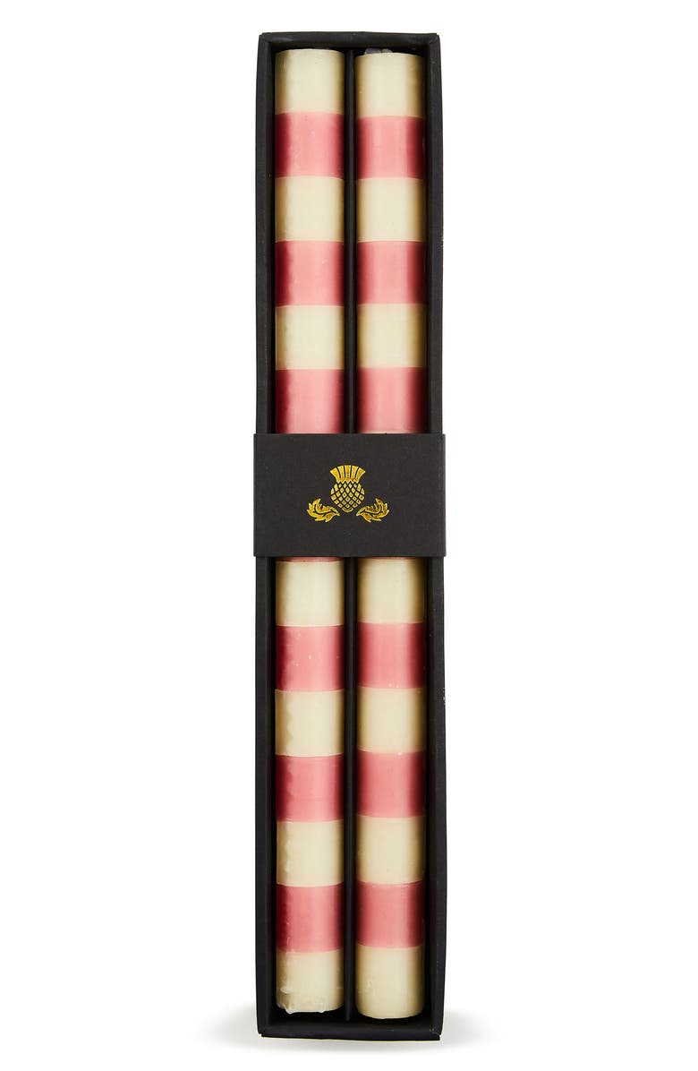 MACKENZIE CHILDS Set of 2 Pink Bands Taper Dinner Candles, Alternate, color, Pink