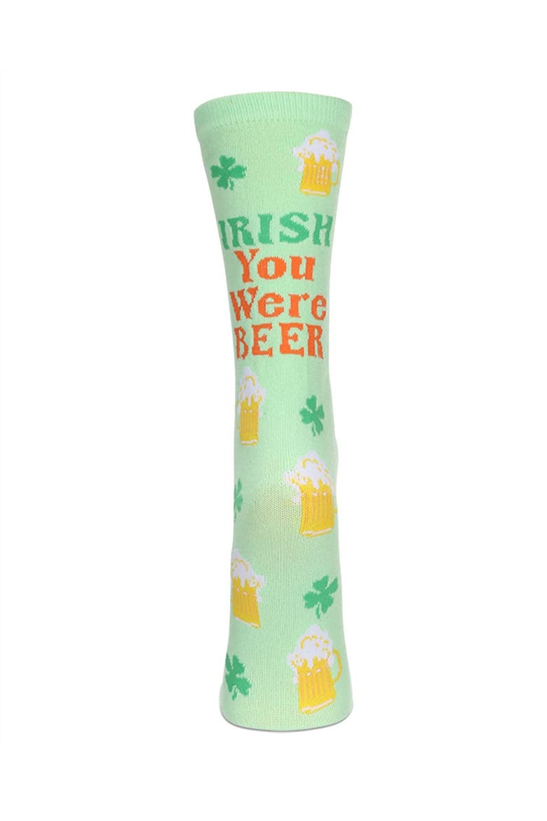Big Kid's Irish You Were Beer Greeting Card Crew Socks, Alternate, color, Lime
