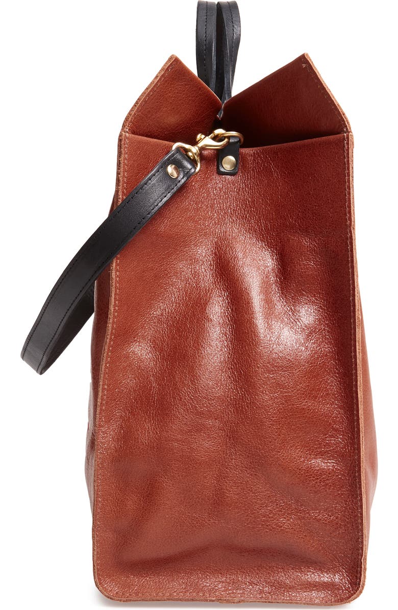 Clare V. Simple Stripe Leather Tote, Alternate, color,