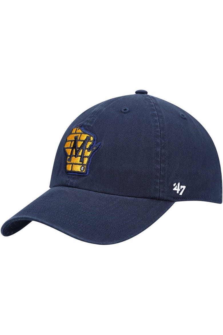 Men's '47 Navy Milwaukee Brewers Clean Up Adjustable Hat, Main, color, Navy