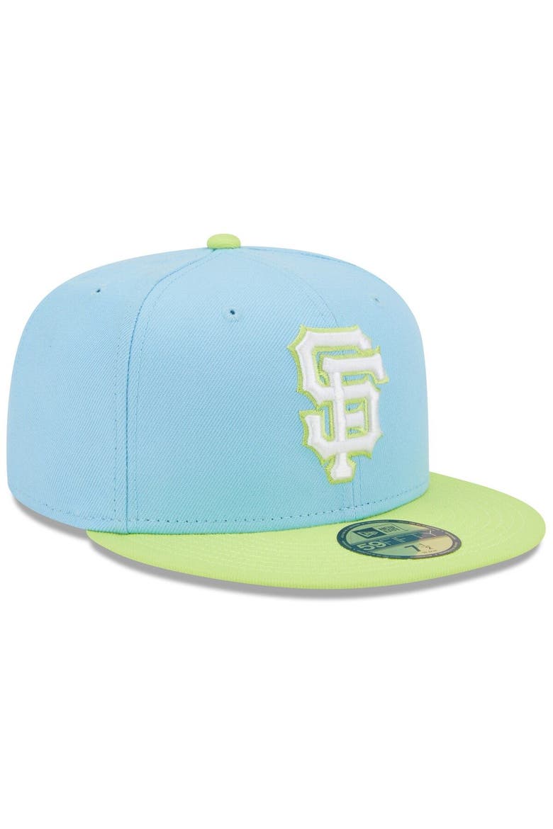 Men's New Era Light Blue/Neon Green San Francisco Giants Spring Color Two-Tone 59FIFTY Fitted Hat, Alternate, color, Light Blue