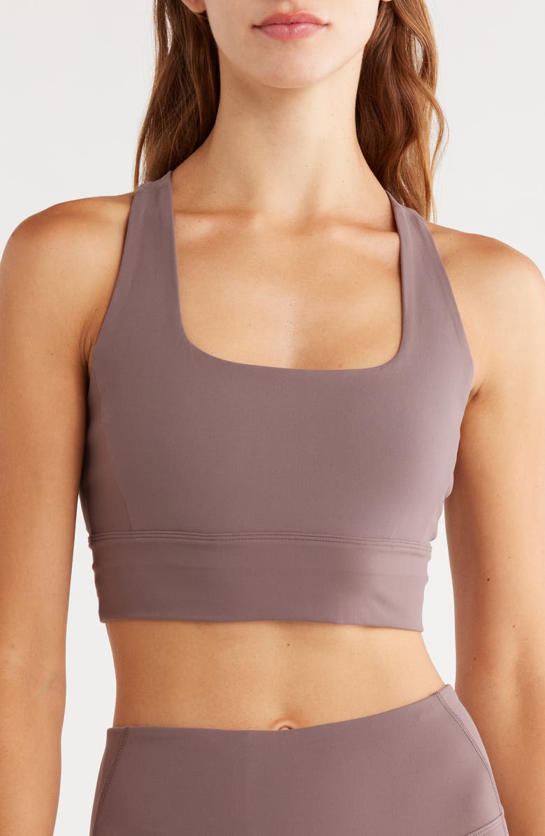 Z by Zella Perform Sports Bra, Main, color, Grey Plum