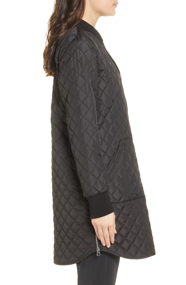 Zella Longline Water Resistant Quilted Bomber Jacket, Alternate, color,