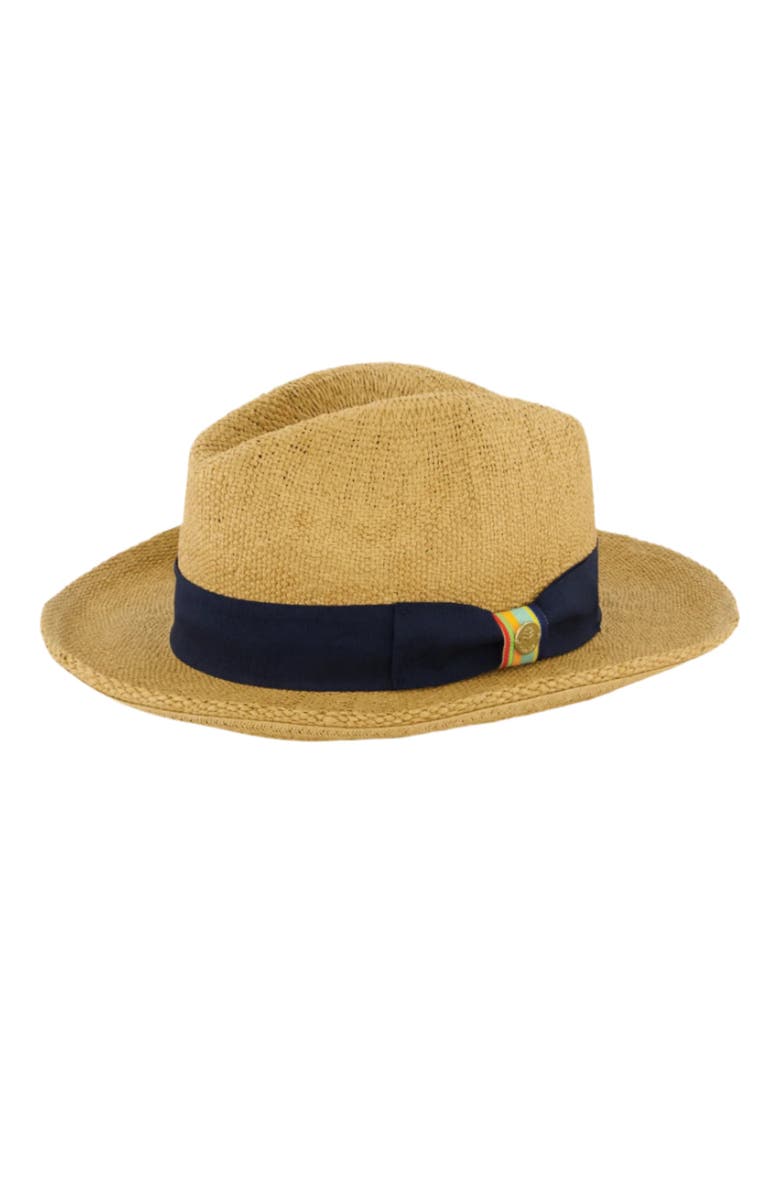 Coolibar Men's Hand Woven Fedora, UPF 50+ Sun Protection, Surf Club, Alternate, color, Toast Brown