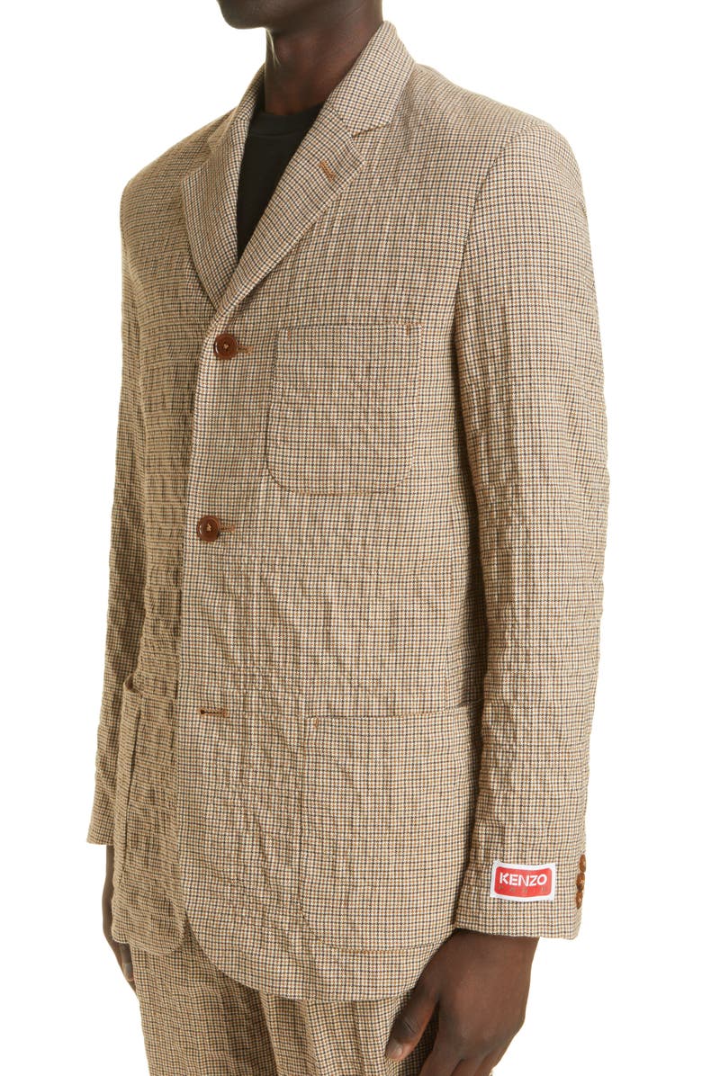 KENZO Houndstooth Rumpled Wool Jacket, Alternate, color, 
