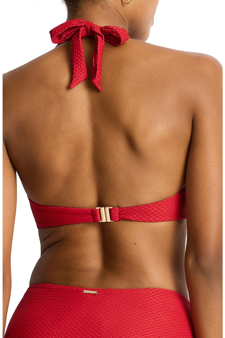 Luminara Triangle Halter Bikini Top, Alternate, color, RUBY
