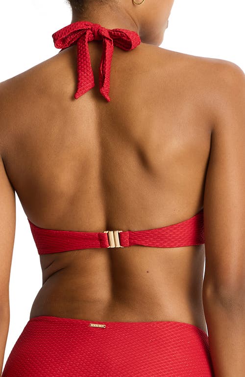 Sea Level Luminara Triangle Halter Bikini Top In Red