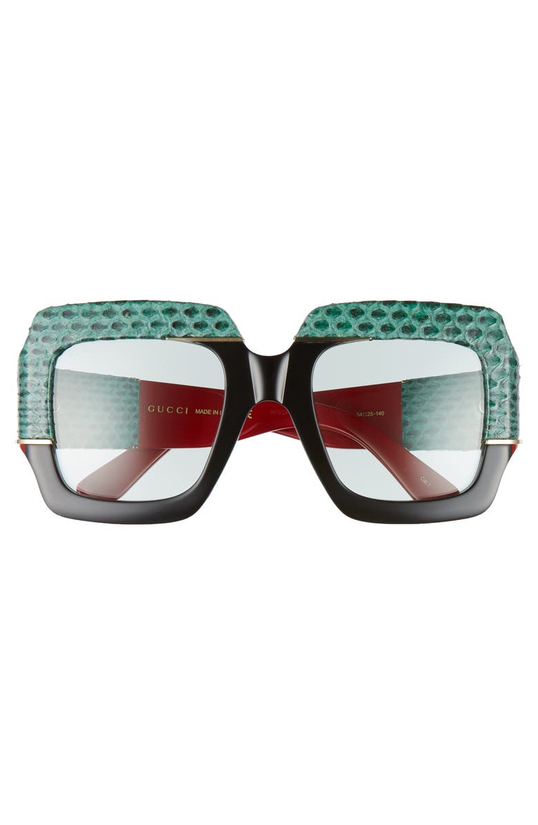 Gucci 54mm Genuine Snakeskin Embellished Square Sunglasses, Alternate, color, 