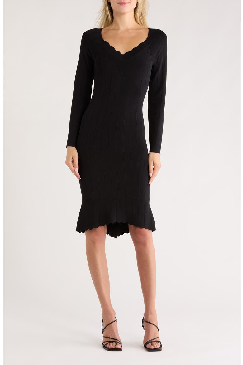 Felizia Long Sleeve Knit Dress, Main, color, BLACK