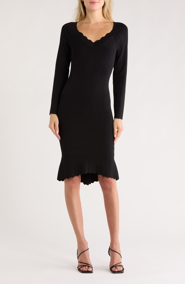 L'AGENCE Felizia Long Sleeve Knit Dress, Main, color, Black