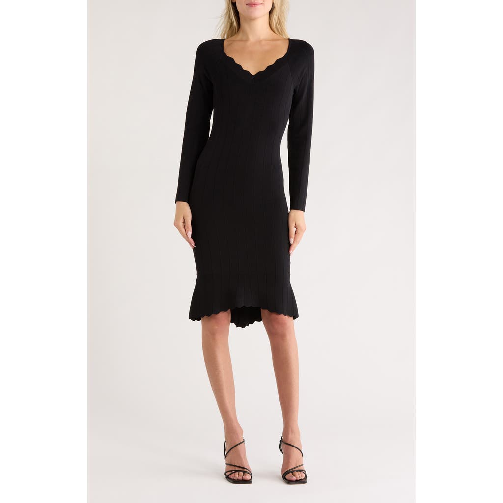 L'agence Felizia Long Sleeve Knit Dress In Black