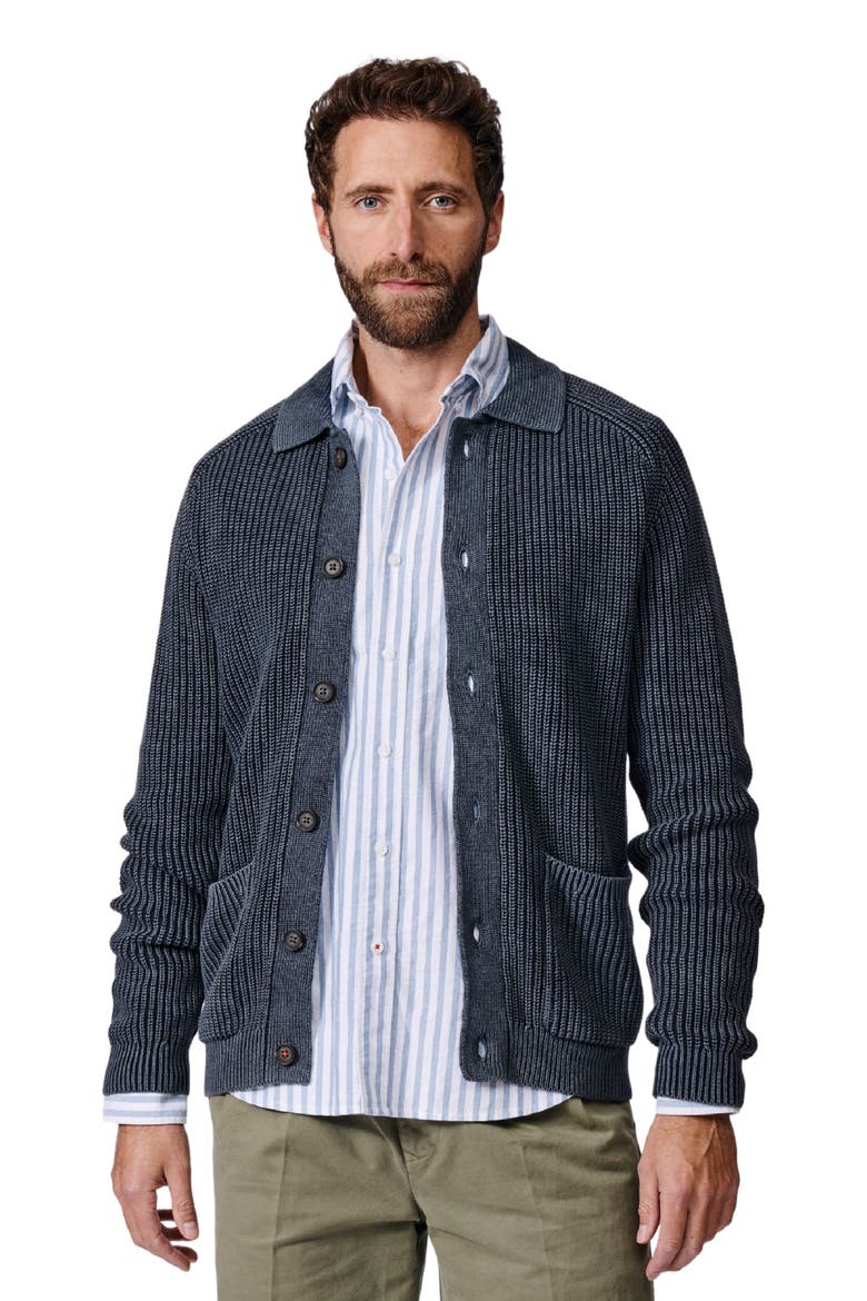Martin Long Sleeve Collared Cardigan, Main, color, Navy