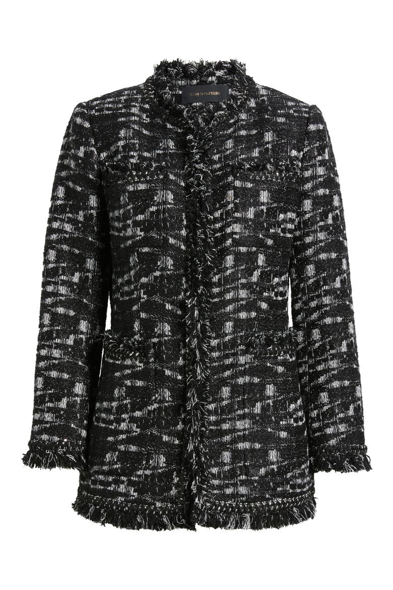 Gleb Fringe Jacket, Alternate, color, BLACK/ WHITE