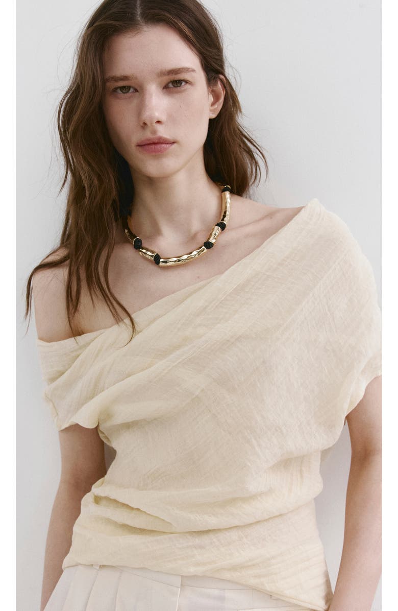 MANGO Hammered Collar Necklace, Alternate, color, Gold