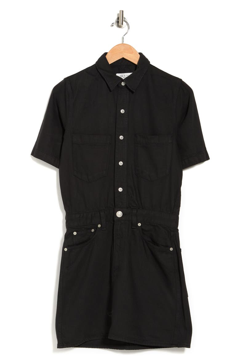 RAG AND BONE All In One Shirt Dress, Alternate, color, BLACK