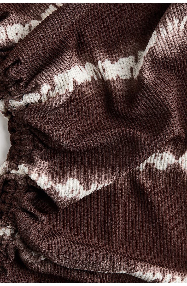 H&M Drawstring-detail Beach Dress, Alternate, color, Dark Brown/Tie-Dye