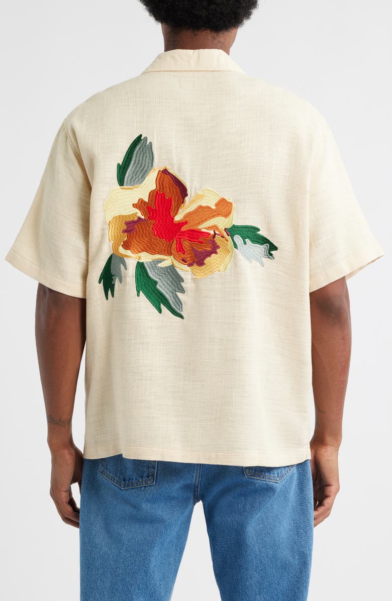 PacSun Oversize Floral Embroidered Camp Shirt, Alternate, color, 