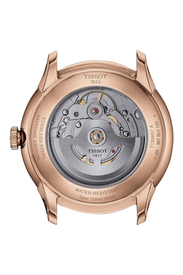 Chemin des Tourelles Powermatic 80 Leather Strap Watch, 39mm, Alternate, color, DARK BROWN