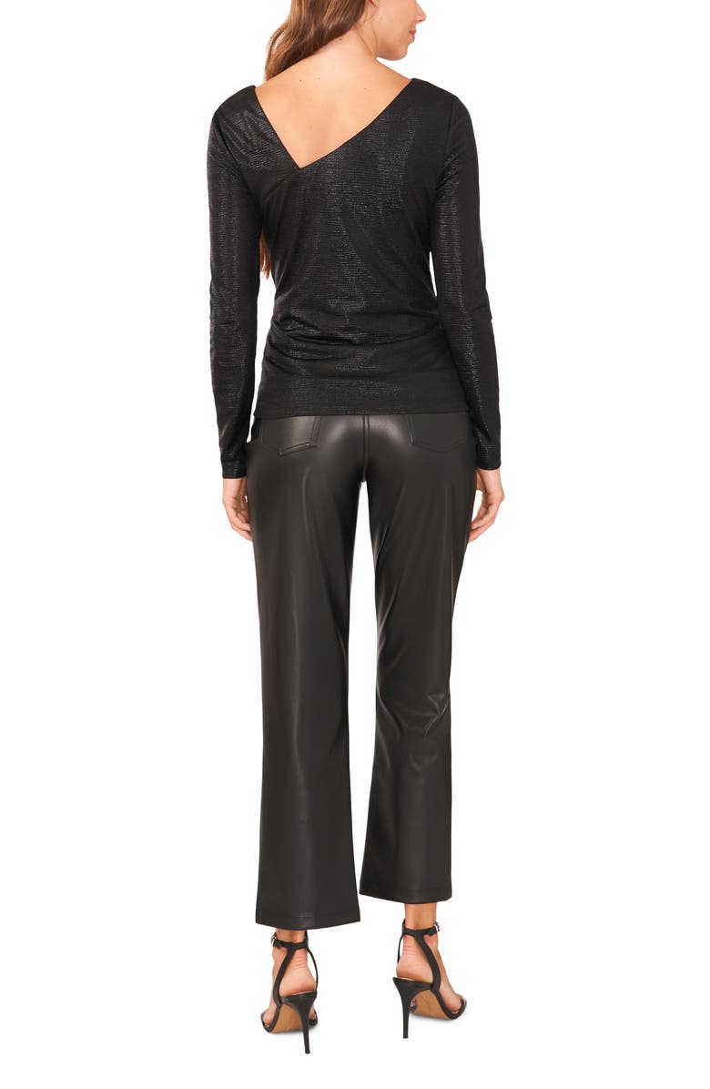 Halogen<sup>®</sup> Metallic Long Sleeve Draped Knit Top, Alternate, color,