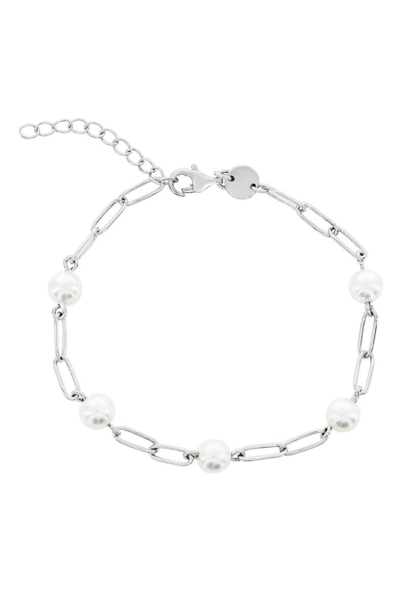 Pearl Chain Link Bracelet, Main, color, Silver