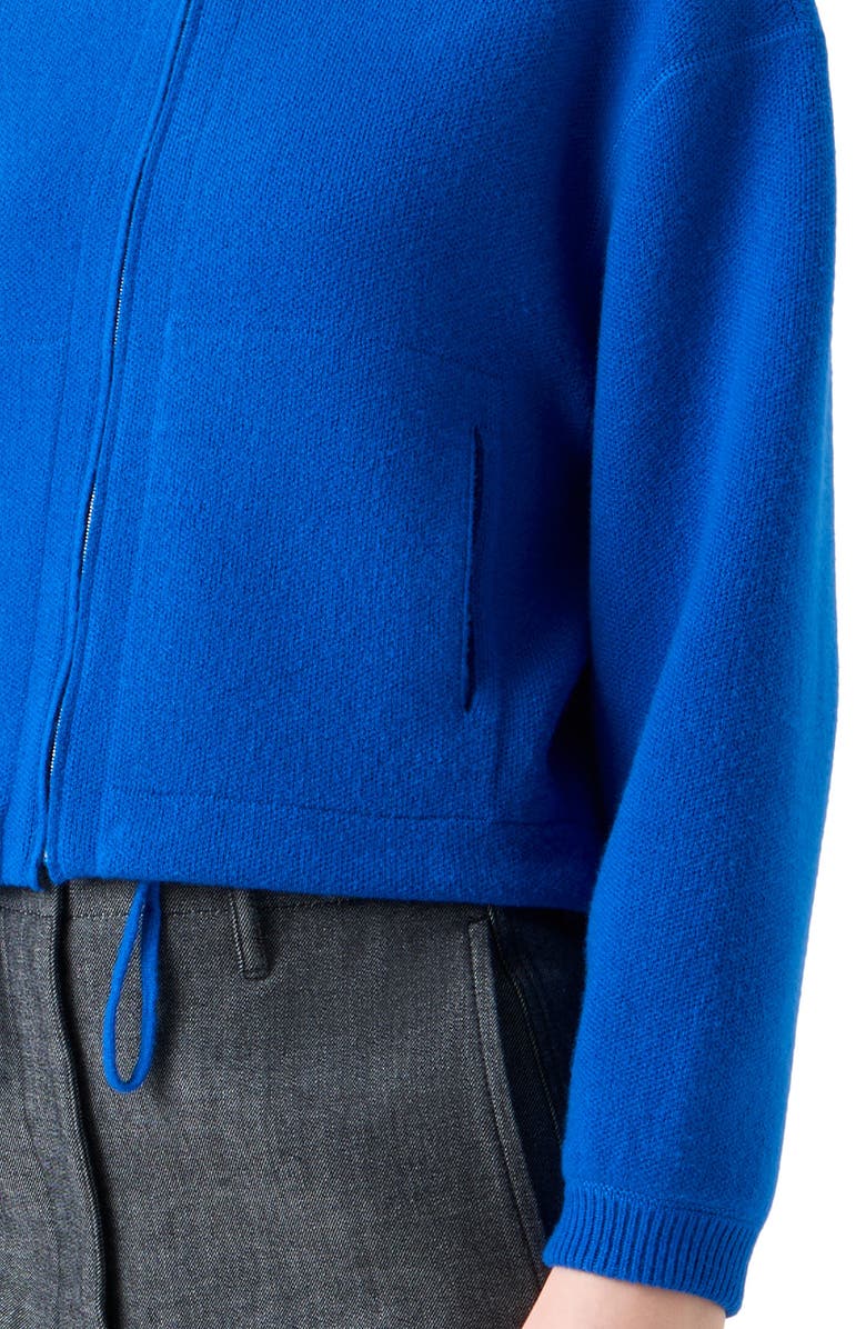 Akris Piqué Knit Cashmere Crop Zip-Up Cardigan, Alternate, color, Royal Blue