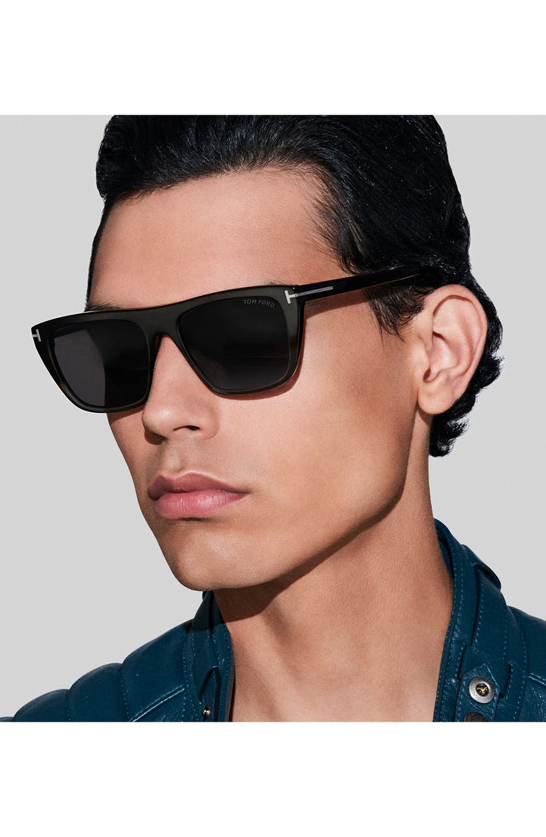 TOM FORD Aslan 56mm Rectangular Sunglasses, Alternate, color, Havana Into Grey Havana