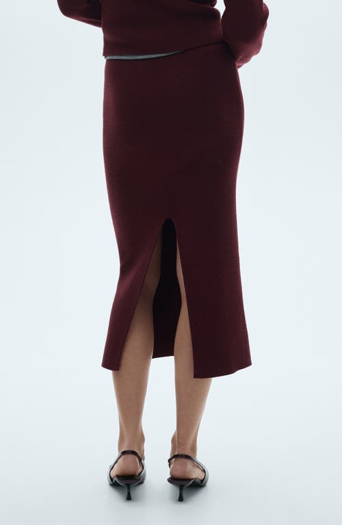 Shop Mango Rib Midi Skirt In Wine