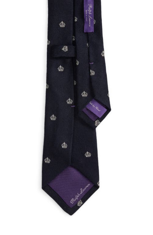Ralph Lauren Silk-cashmere Club Tie In Blue