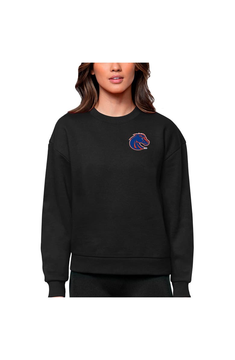 ANTIGUA Women's Antigua Black Boise State Broncos Logo Victory Crewneck Pullover Sweatshirt, Alternate, color, Black