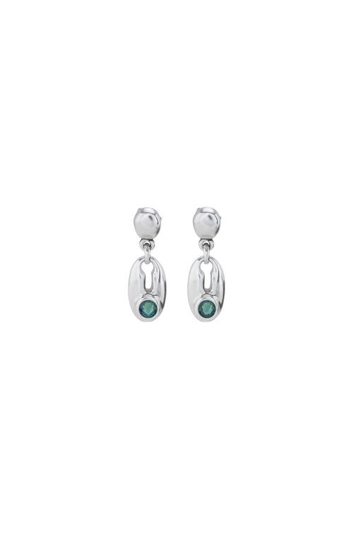 Unode50 Green Crystal Drop Earrings In Metallic