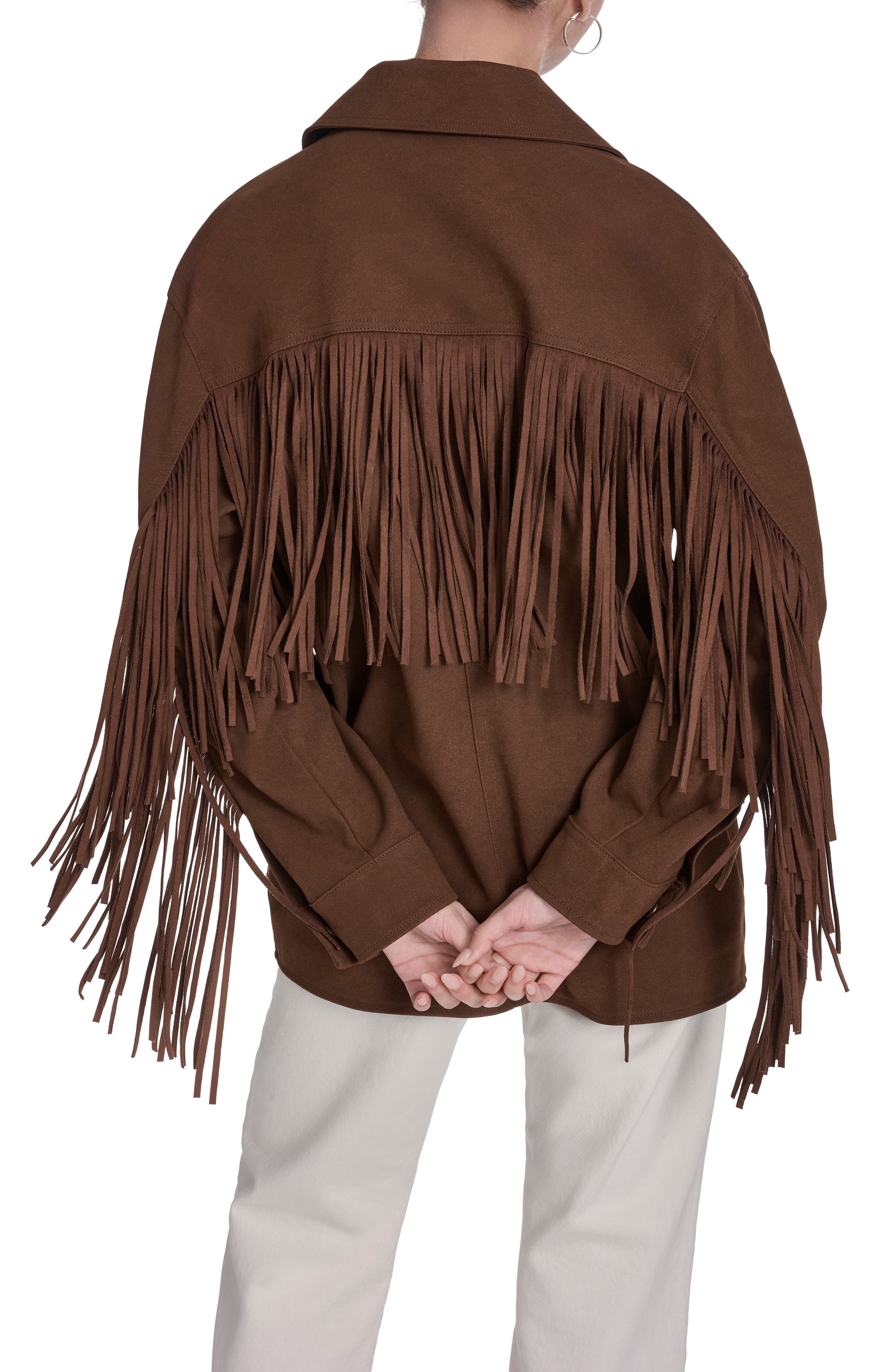Fringe Faux Suede Chore Jacket - image 2