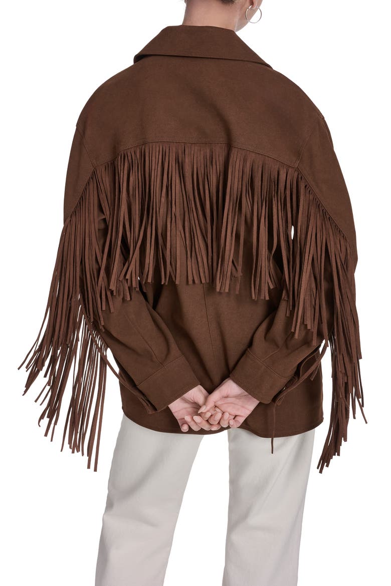 Fringe Faux Suede Chore Jacket, Alternate, color, MAPLE