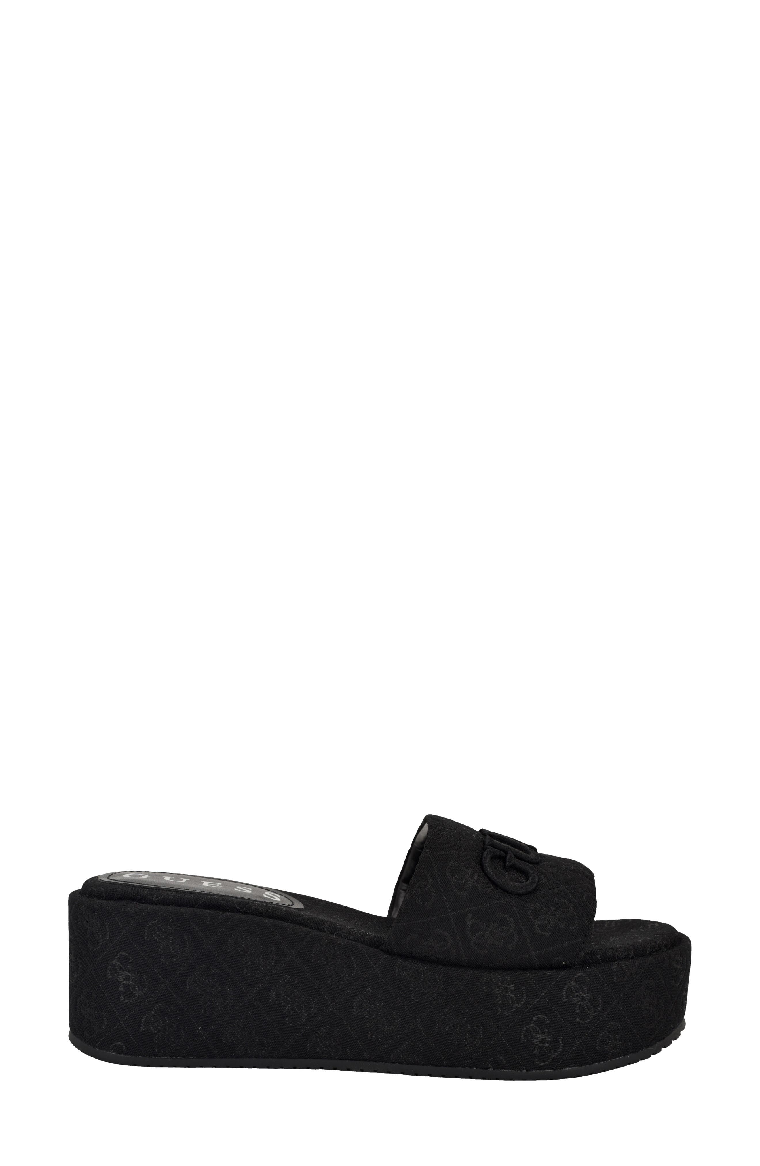 GUESS Bintai Platform Wedge Slide Sandal, Alternate, color, Black