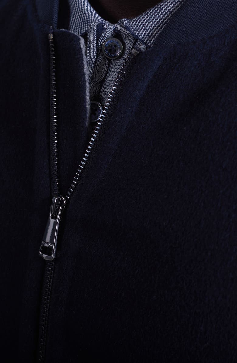 Bugatchi Brushed Wool Blend Bomber Jacket, Alternate, color, Navy