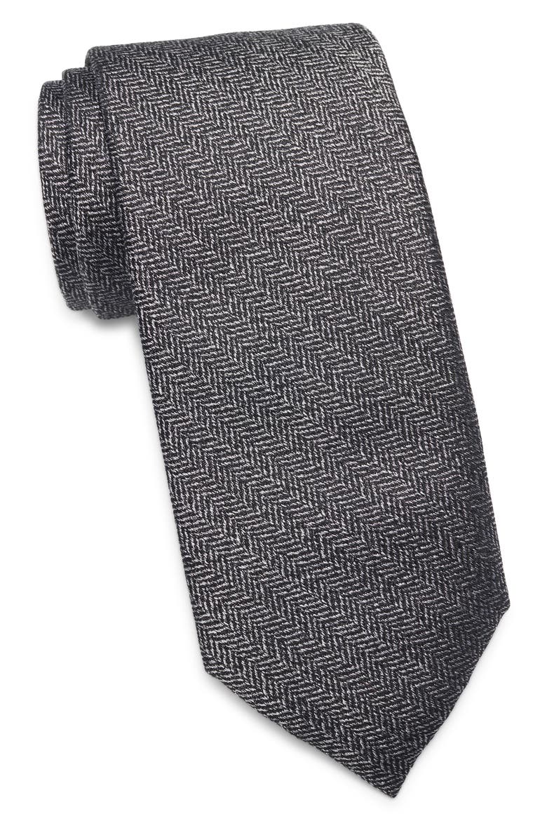 Newbury Herringbone Silk Tie, Main, color, GRAY