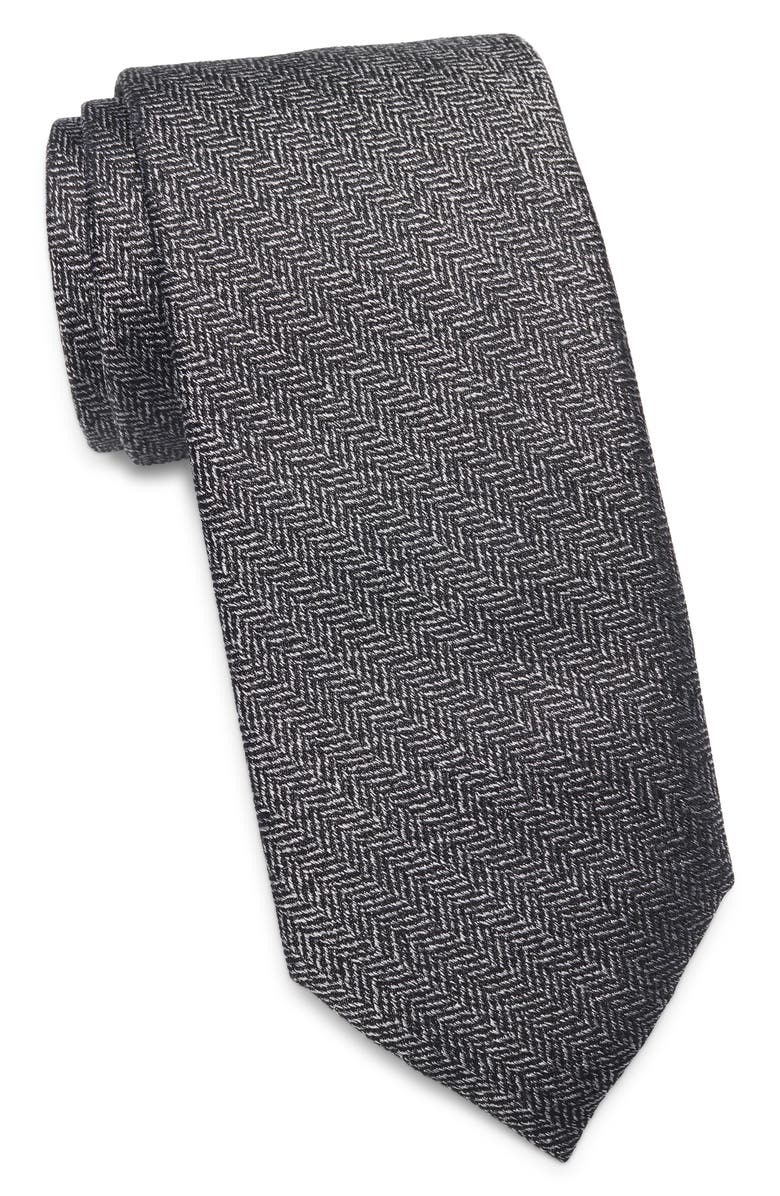 Nordstrom Newbury Herringbone Silk Tie, Main, color, Gray