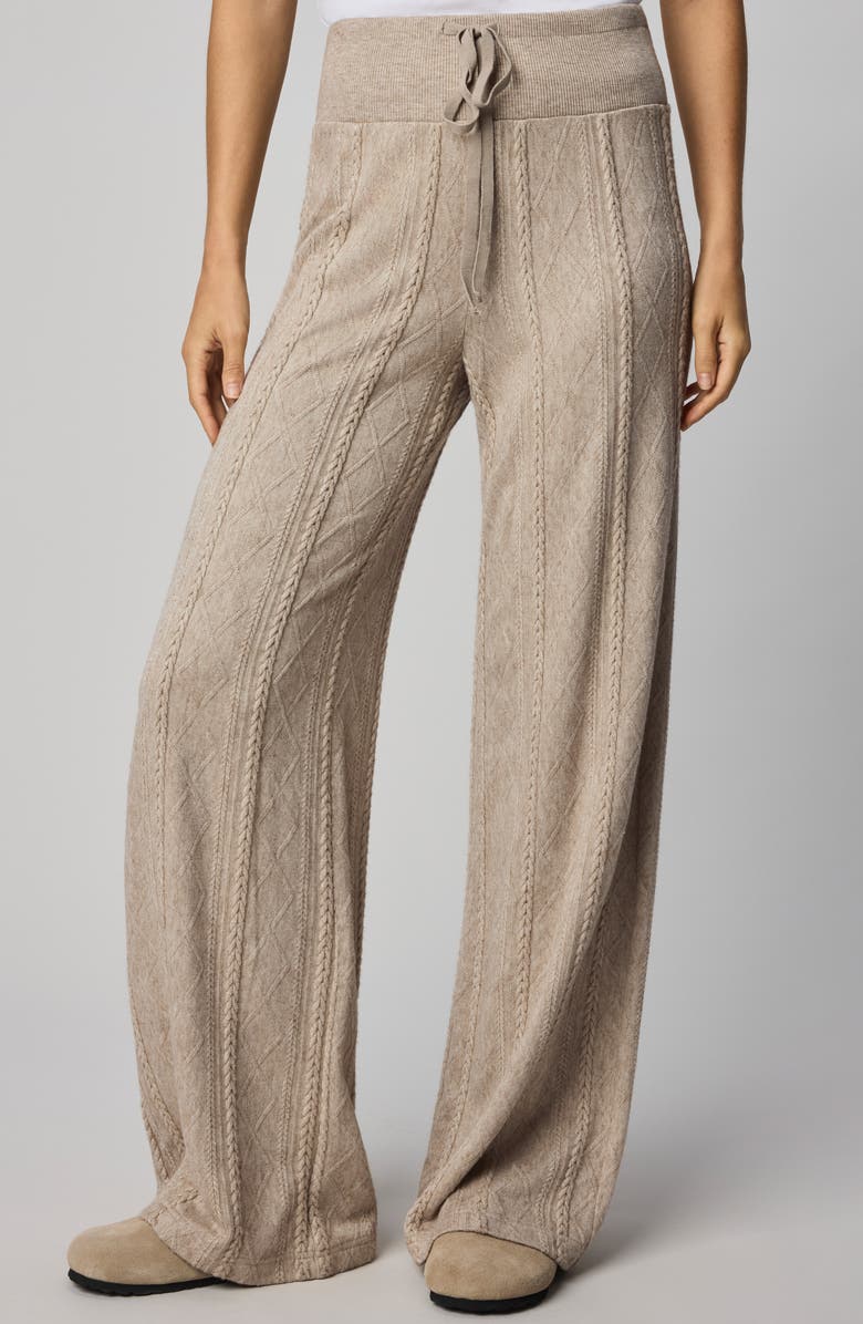 Splendid Cable Drawstring Wide Leg Pants, Main, color, Cappuccino Heather Beige