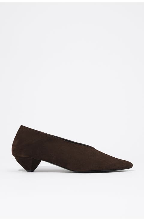 Suede Low Heel Court Shoe