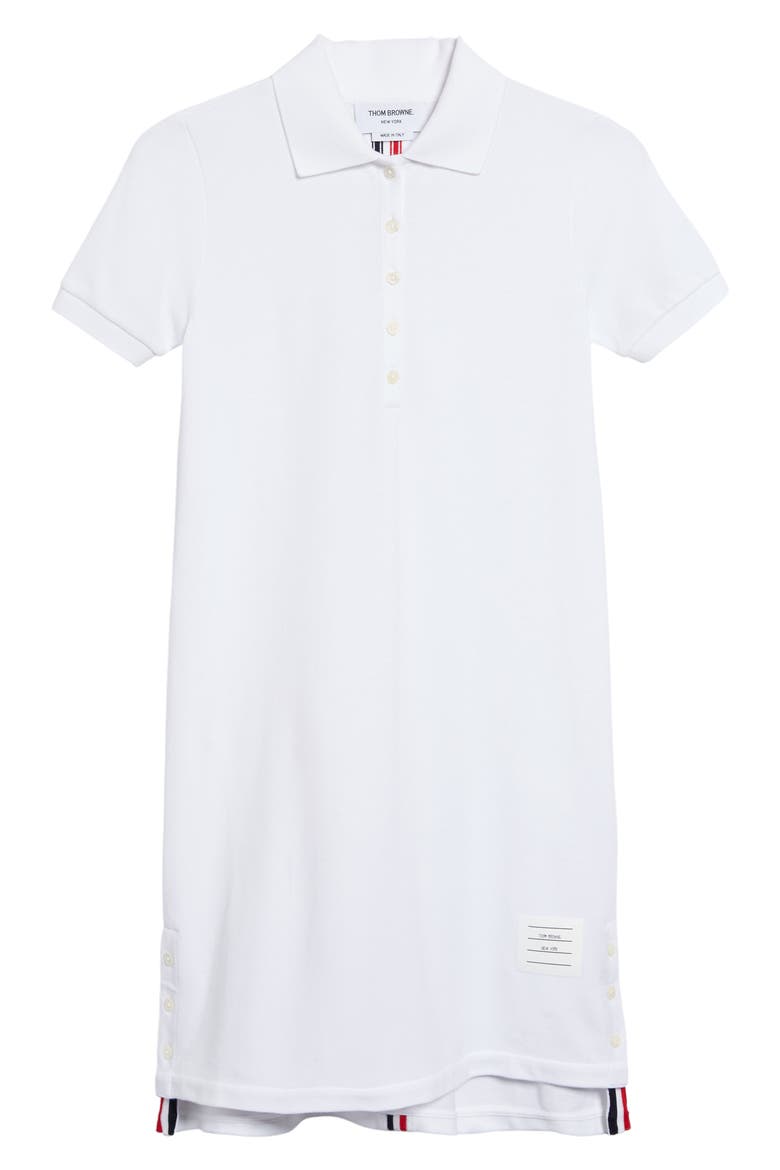 Stripe Piqué Polo Dress, Main, color, WHITE