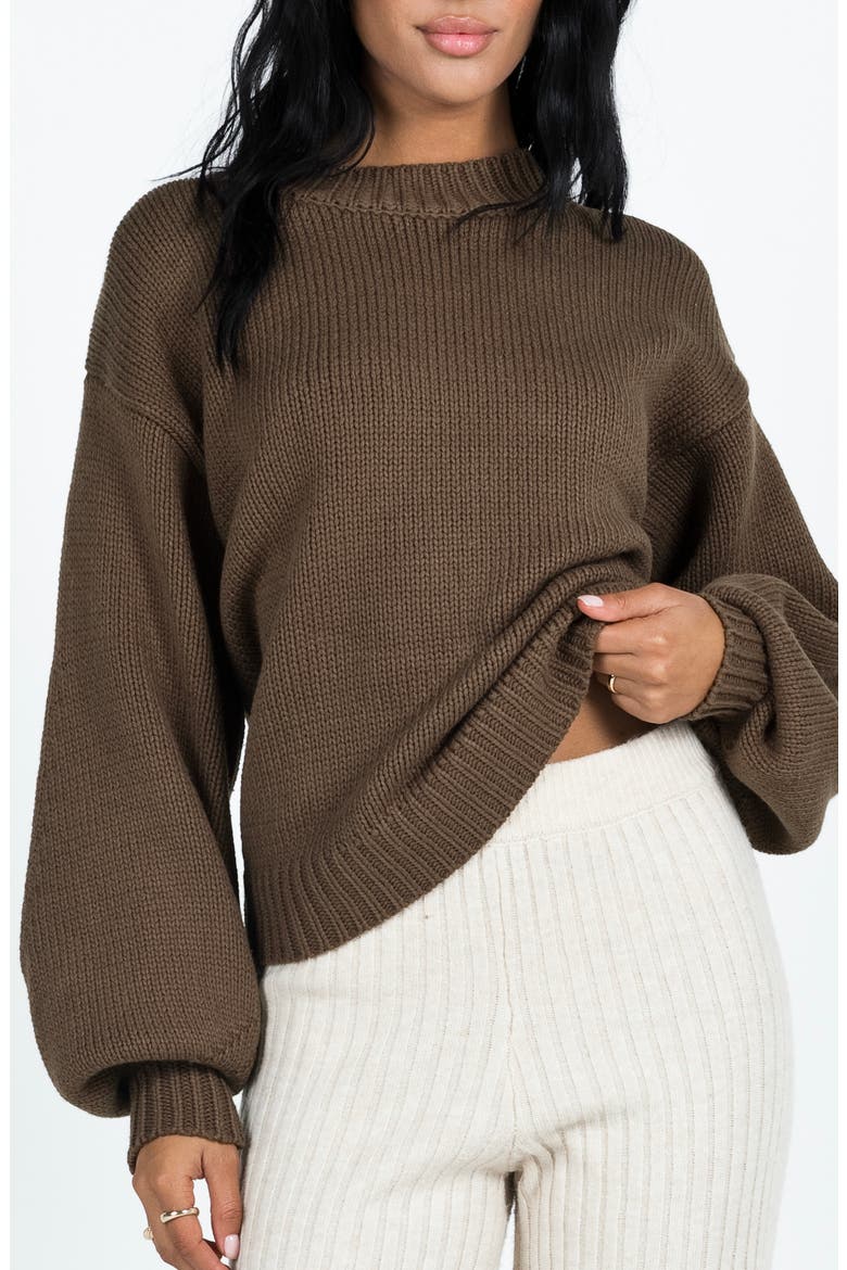 Harmony Balloon Sleeve Sweater, Main, color, BROWN