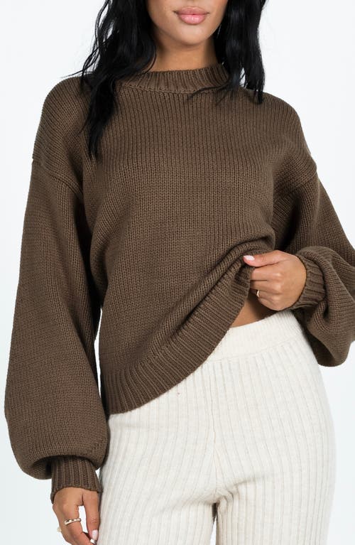 Princess Polly Harmony Balloon Sleeve Sweater in Brown 