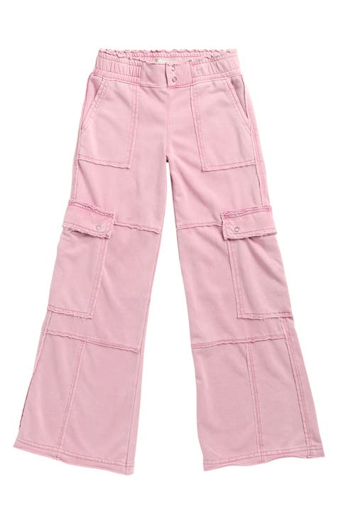 Kids' French Terry Wide Leg Cargo Pants (Big Kid)