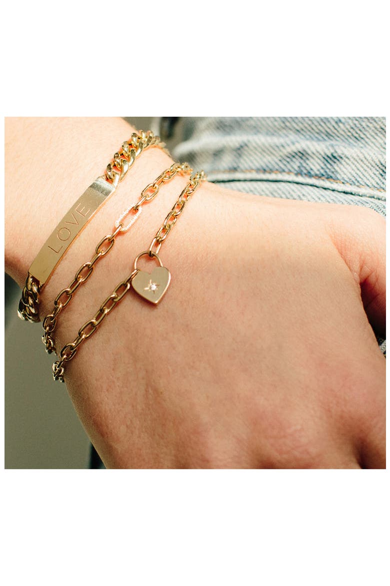 Heavy Metal Medium Square Oval Diamond Link Bracelet, Alternate, color, YELLOW GOLD/ DIAMOND