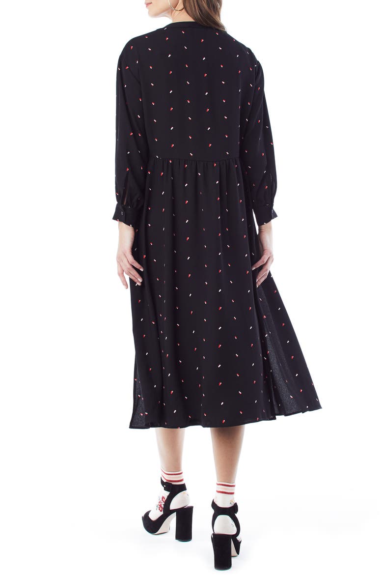 Ali Midi Maternity/Nursing Shirtdress, Alternate, color, BLACK W/ PRINT