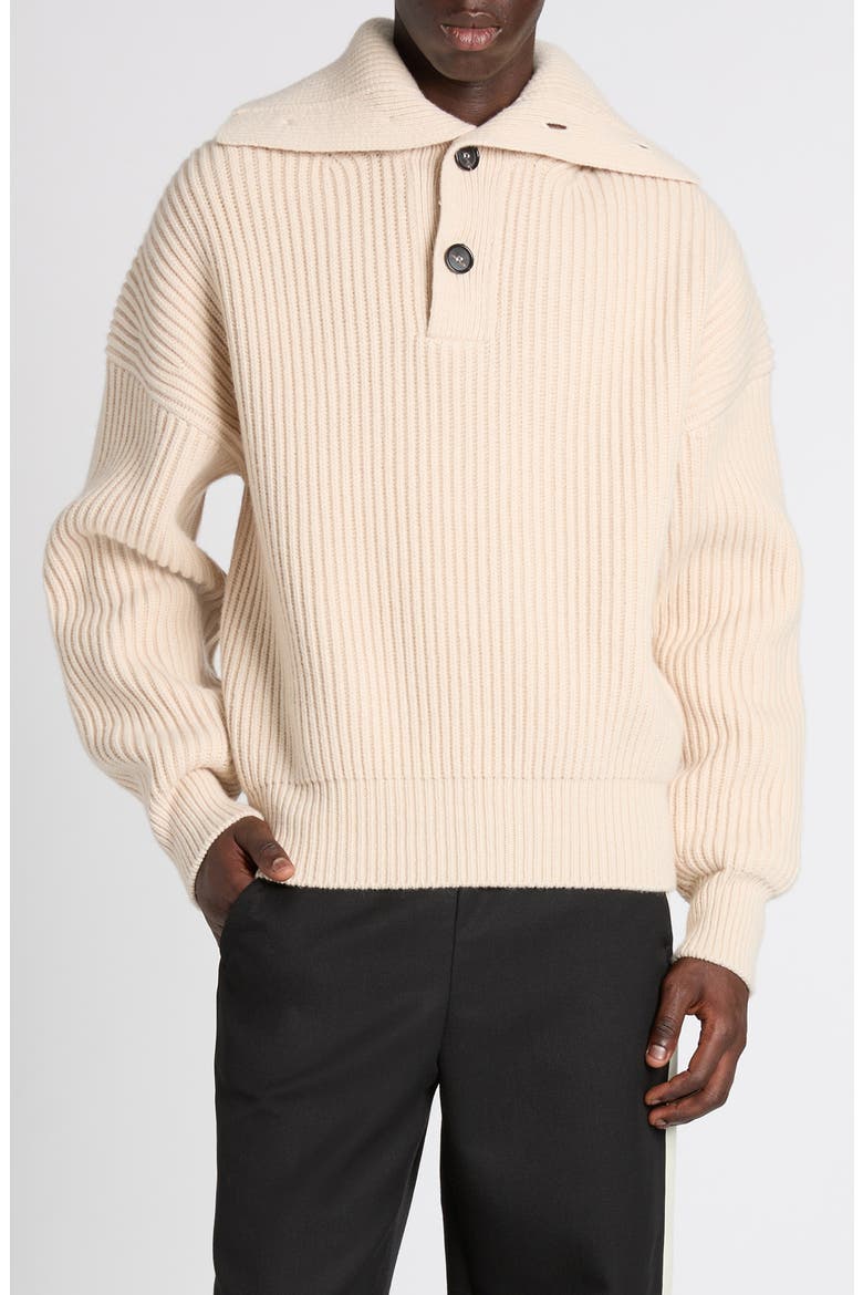 Funnel Neck Wool & Cashmere Sweater, Main, color, IVORY