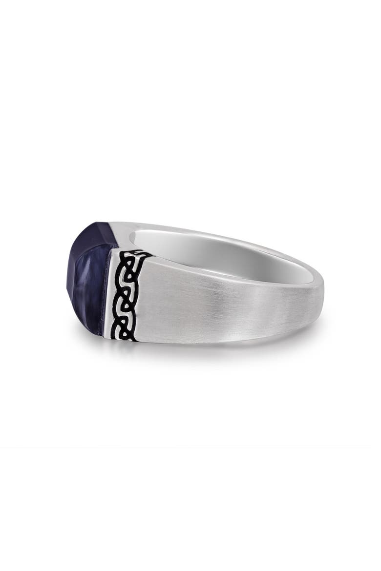 Blue Pietersite Celtic Sterling Silver Men Signet Ring, Alternate, color, Silver