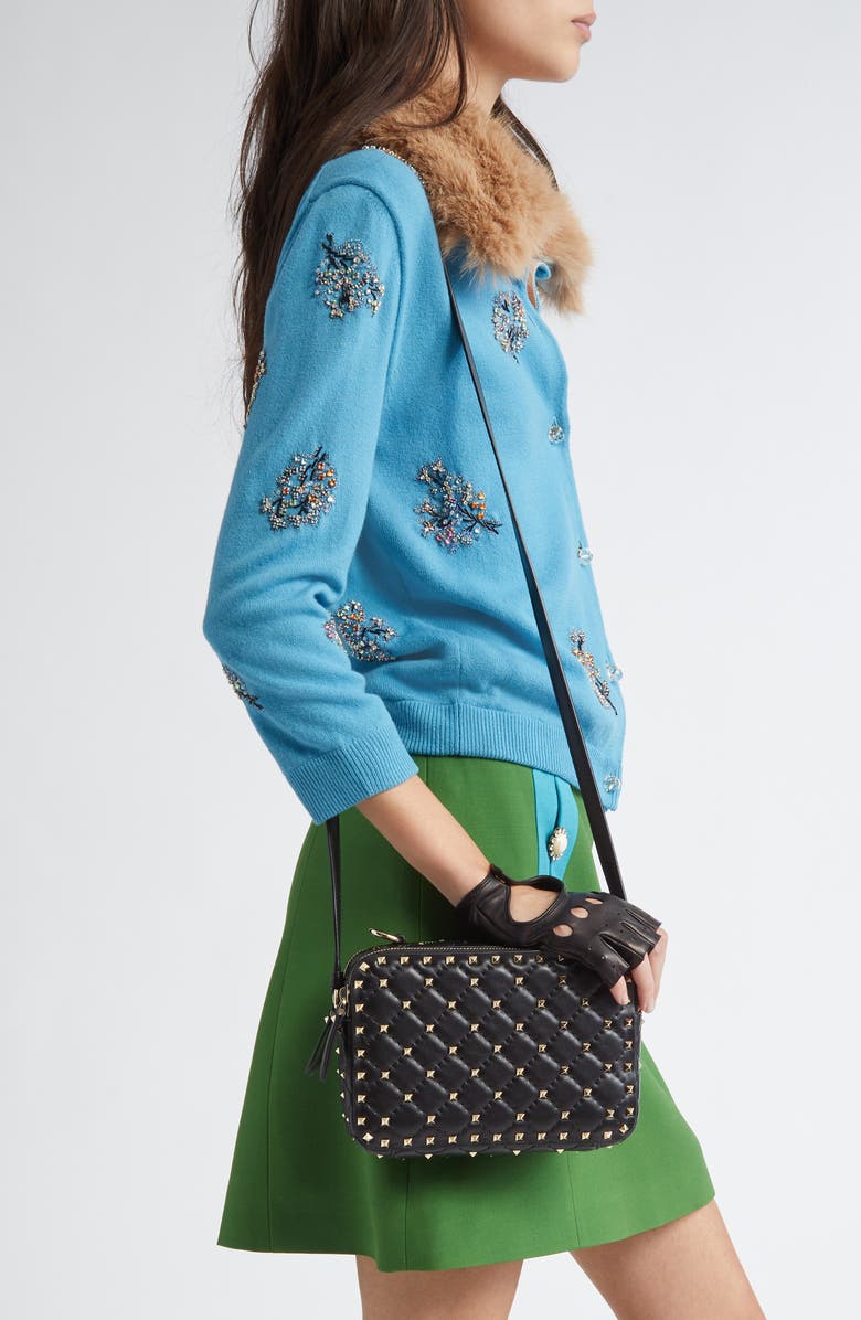 Valentino Garavani Rockstud Spike Leather Crossbody Bag, Alternate, color,